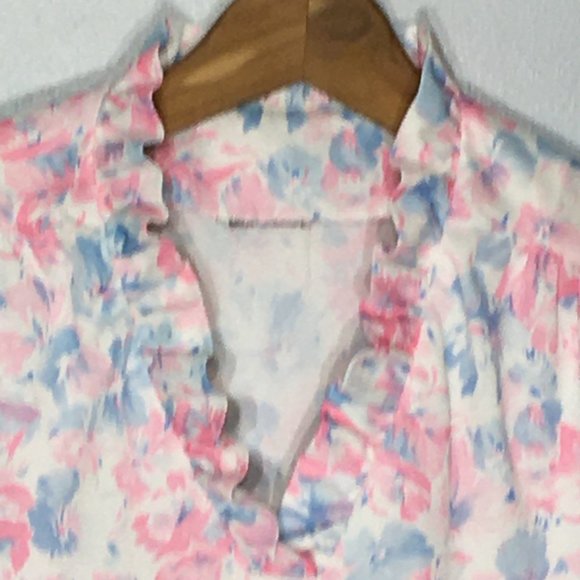 Vintage 70s 80s Pastel Ruffled Blouse Kawaii, Vintage Soft Girl Feminine Popover - Picture 9 of 12